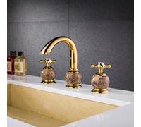 Antique Bathroom Sink Faucet RBF0344 3-Hole 2-Handle Brass Mixer Tap with Supply Hose Elegant Vanity Basin Tap for Modern Bathrooms & Stylish Design