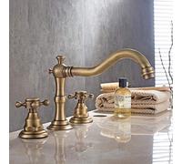 Antique Black 3-Hole Bathroom Faucet - Hot & Cold Mixer Tap for Elegant Bath Decor, Easy Installation, Classic Style, Durable Construction, Modern Vintage Design