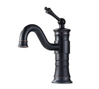 Antique Black Basin Faucet Full Copper Hot Cold Rotatable Taps Retro Brushed Finish Medium Size Above Counter Sink Mixer for Stylish Bathroom & Kitchen