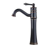 Antique Black Basin Tap Mixer Full Copper Rotatable Hot & Cold Faucet Retro Brushed Finish Tall Above Counter Basin Faucet Stylish Bathroom Accessory