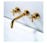 Antique Black Brass Double Handle Bathroom Sink Faucet Hot & Cold Mixer Chrome Polished Elegant Design for Bathroom Vanities Durable & Stylish Lavabo Taps(Gold-A)