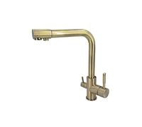 Antique Black Brass Retro Kitchen Faucet - 3-Way Mixer with Drinking Water Filter Dual Handle Hot & Cold Water Commercial Design for Bar & Farmhouse