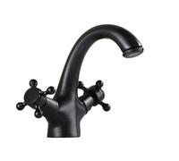 Antique Black Bronze Sink Faucet - Hot & Cold Water Swan Mixer for Bathroom, Basin C Design, Brushed h, Model 7422 (G9/16)