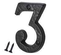 Antique Black Cast Iron Door Number 3, 75mm with Screws