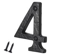 Antique Black Cast Iron Door Number 4, 75mm with Screws