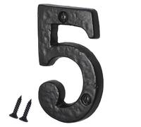 Antique Black Cast Iron Door Number 5, 75mm with Screws
