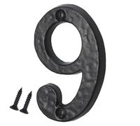 Antique Black Cast Iron Door Number 9, 75mm with Screws