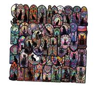 Antique Black Cats Stickers 50Pcs Punk Theme PVC Decals Stickers for Decorating Notebooks Phone Cases and Scrapbooking Waterproof