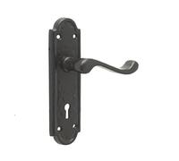 Antique Black Door Handle,Turnberry Suite, Cast Iron Lever on Backplate, 170mm x 47mm, Internal/External Model # JAB300