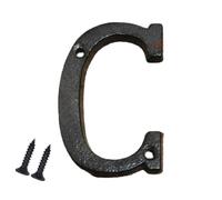 Antique Black Door Numbers Screw On 3 Inch Cast Iron Letter C Door Number Elegant and Bold Door Numerals Suitable for All Door Types Including Wooden uPVC and Composite.