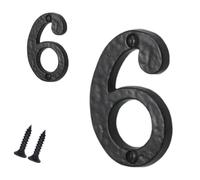 Antique Black Door Numbers Screw On 3 Inch Cast Iron Number 6 Door Number Elegant and Bold Door Numerals Suitable for All Door Types Including Wooden uPVC and Composite.
