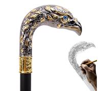 Antique Black Gold Walking Stick, Deluxe Bird Walking Cane, Beautiful Aluminum Alloy Mountaineering Rehabilitation Walking Stick