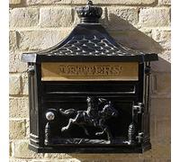 Antique Black Wall Mounted Cast Aluminium Victorian Style Letterbox Postbox Mailbox