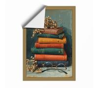 Antique Books and Flowers Vintage Unframed Wall Art Print A3 (42×29.7cm), Wall Decor for Living Room, Bedroom, Office & Home, Art Gift