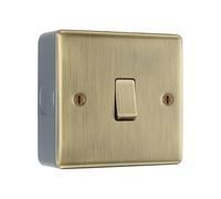 Antique Brass 1 Gang Single Light Switch & Surface Pattress Back Box