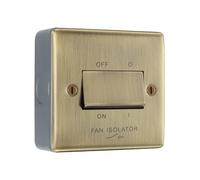 Antique Brass 10A Triple Pole Fan Isolator Switch & Surface Pattress Back Box