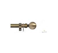 (Antique Brass, 120cm - 210cm) Extendable 25-28mm Plain Metal Ball Curtain Pole