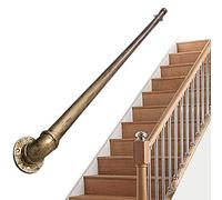 Antique Brass 13ft Wall-Mounted Grab Bar - Indoor Outdoor Safe Railing Support Kit for Bathroom, Shower, and Toilet -, Slish, Easy Inllat