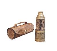 Antique Brass 19-inch Handheld Telescope with Vintage Leather Case - Nautical Spyglass for Maritime, Pirate, and Navigation Enthusiasts