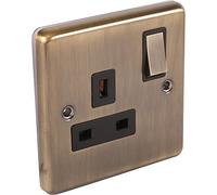 Antique Brass 1Gang Plug Socket (Windsor) W06AB