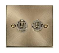 Antique Brass 2 Gang 2 Way 10Ax Toggle Light Switch - Se Home