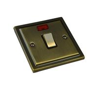 Antique Brass 20a DP Switch with Neon (Regency) R37AB