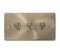 Antique Brass 3 Gang 2 Way 10Ax Toggle Light Switch - Se Home