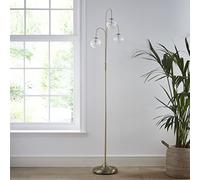 Antique Brass 3 Light Floor lamp with Glass Ribbed Light Shades