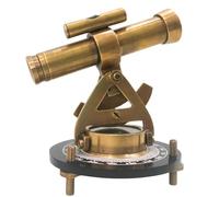 Antique Brass Alidade Compass Telescope with Black Base Nautical Survey Instrument for Home Office Desk Decor and Collectible Gift
