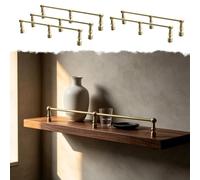 Antique Brass Bar Shelf Rail Protector with Posts for Wooden Open Shelves
