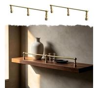 Antique Brass Bar Shelf Rail Protector with Posts for Wooden Open Shelves