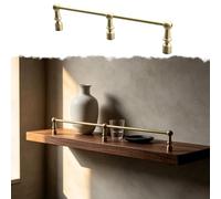 Antique Brass Bar Shelf Rail Protector with Posts for Wooden Open Shelves