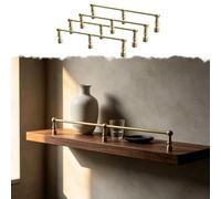Antique Brass Bar Shelf Rail Protector with Posts for Wooden Open Shelves
