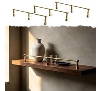 Antique Brass Bar Shelf Rail Protector with Posts for Wooden Open Shelves