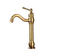 Antique Brass Basin Faucet Deck Mounted Single Handle Bathroom Accessories Long Spout Toilet Sink Hot Cold Mixer Tap for Laundry (G3/8)