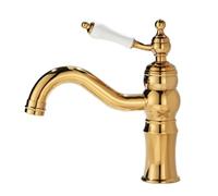 Antique Brass Bathroom Basin Faucet - 360° Swivel Single Lever Mixer Tap Hot/Cold Water Sink Accessory with UK Standard Hoses Elegant Gold Finish