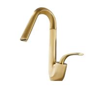 Antique Brass Bathroom Basin Tap - 360° Swivel Single Lever Mixer Faucet for Hot/Cold Water Brushed Gold Finish UK Standard Hoses Ideal for Stylish Sinks