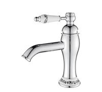 Antique Brass Bathroom Faucet - Single Handle Sink Mixer Hot/Cold Water British Standard Hoses Chrome Finish Vintage Style Bathroom Accessory