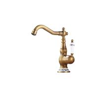 Antique Brass Bathroom Sink Faucet - Hot & Cold Mixer Tap Single Handle Deck Mount Rotatable Design for Kitchen or Bathroom Use Vintage Style Brass Finish