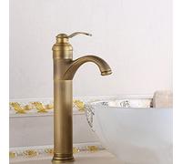 Antique Brass Bathroom Sink Faucet, Single Handle Basin Mixer Tap for Hot and Cold Water, Vintage Sink Faucet Bathroom Single Hole, High Faucet(High)