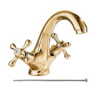 Antique Brass Bathroom Sink FaucetSingle Handle Mixer Tap for Hot & Cold WaterReplacement for Washroom Home & Guest WC
