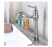 Antique Brass Bathroom Sink Tall Countertop Mount Swivel Long Spout Basin Hot and Cold Mixer(Brushed Nickel)