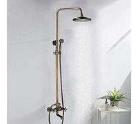 Antique Brass Bathtub Shower Fitting Shower Column with Shelf Shower System rain Shower Shower Set Shower Shower Rod Waterfall Shower Head and Hand Shower