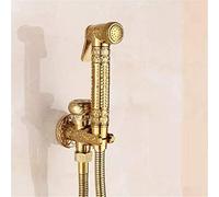 Antique Brass Bidet Faucet - Floral Pattern Single Cold Handheld Shower Spray for Bathroom & Toilet - Hygienic Shattaf for Muslim Use