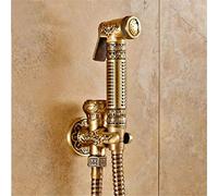 Antique Brass Bidet Faucet with Floral Pattern Single Cold Wall Mounted Handheld Hygienic Shower Spray for Bathroom Toilet Ideal for Muslim Shattaf Use