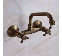 Antique Brass Black Bronze Wall-Mounted Basin Faucet, Waterfall Spout Mixer Tap for Bathroom Sink, Classic Elegant Design, Durable and Stylish, Made in China