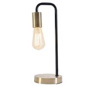 Antique Brass & Black Vintage Metal Industrial Swan Neck Table Desk Lamp | 35cm Height | 1 x ES E27 Lamp Bulb Required | UK Approved | in-Line On Off Rocker Switch