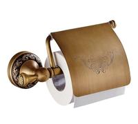 Antique Brass Brown Wall-Mounted Toilet Paper Holder, Carved Design Toilet Paper Holder with Cover for Bathroom