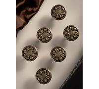Antique Brass Brushed Drawer Knobs Dresser Drawers Knobs Solid Round Handle Chrysanthemum Design Kitchen Cabinet Pull(Knob-35mm)