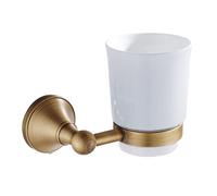 Antique Brass Brushed Toothbrush Holder Bathroom Retro Toothbrush Becher Holder Wall Hanging Ceramic Single Cup Bathroom Accessories